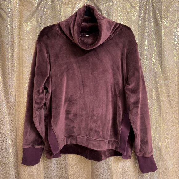 Athleta Double Cozy Karma Funnel Neck Burgundy Boxy Fit Medium - Picture 1 of 13